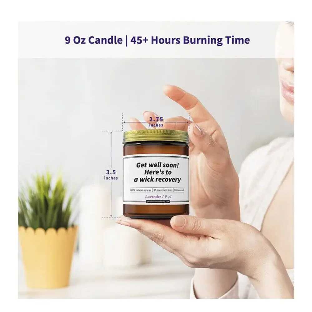 Lavender 100% Natural Soy Wax Scented Candle Unique Get Well‎ Soon Gift